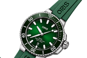 ORIS AQUIS DATE RELIEF – Automatic Stainless Steel Watch with Green Silicone Strap