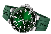 ORIS AQUIS DATE RELIEF – Automatic Stainless Steel Watch with Green Silicone Strap