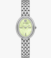 Tory Burch TBW6043 Silver-Tone Mint Green Mother-of-Pearl Women’s Watch – 22 x 28mm