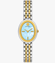 Tory Burch TBW6042 Two-Tone Light Blue Mother-of-Pearl Women’s Watch – 22 x 28mm