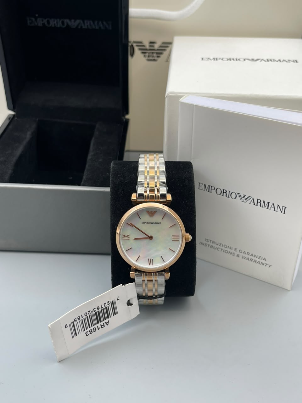 Emporio Armani AR1663 Ladies Two-Tone Mother of Pearl Watch 32mm