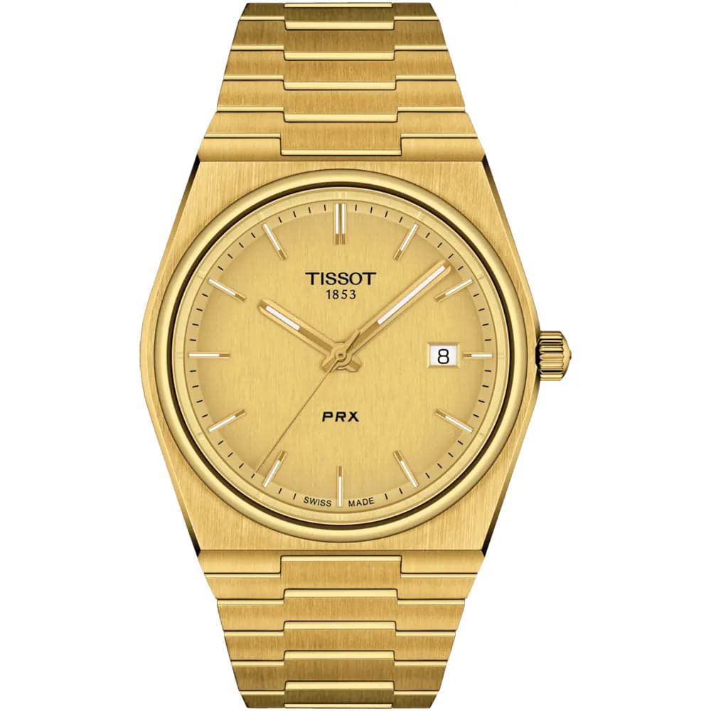 Tissot PRX 40mm Men's Quartz Watch – Gold Dial Stainless Steel Bracelet