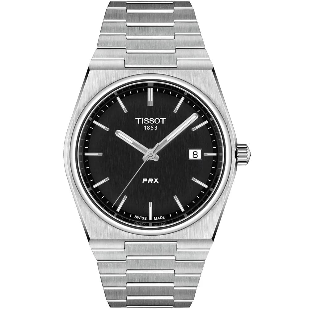 Tissot PRX Black Dial Silver Stainless Steel 40mm Quartz Watch