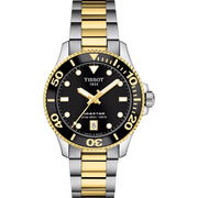 Tissot Seastar Black Dial Silver & Gold Two-Tone Quartz Watch