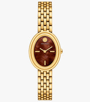 Tory Burch TBW6047 Gold-Tone Chocolate Mother-of-Pearl Women’s Watch – 22 x 28mm