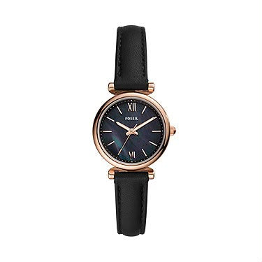 Fossil ES4700 Carlie Mini 28mm Rose Gold Watch – Black Mother of Pearl Dial