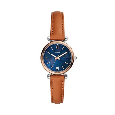 Fossil ES4701 Carlie Mini 28mm Two-Tone Rose Gold Watch – Blue Mother of Pearl Dial