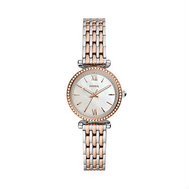 Fossil ES4649 Carlie Mini 28mm Rose Gold-Tone Two-Tone Stainless Steel Watch