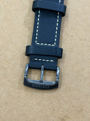 Citizen 22mm Black Leather Watch Strap – Gunmetal Buckle