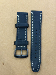 Citizen 22mm Black Leather Watch Strap – Gunmetal Buckle
