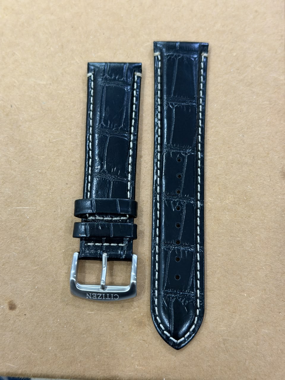 Citizen 22mm Genuine Leather Watch Strap – Black Crocodile