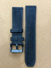 Movado BOLD 22mm Black Genuine Leather Watch Strap – Blue Buckle