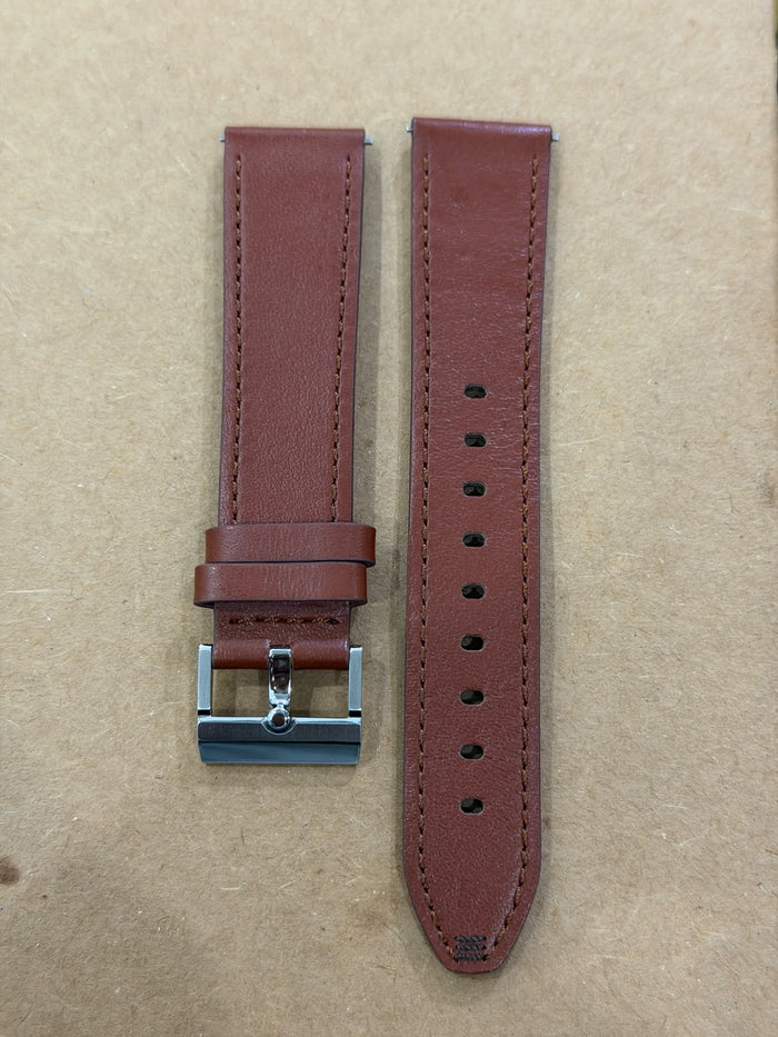 Movado Bold Genuine Leather Watch Strap 20mm – Brown with Silver Buckle