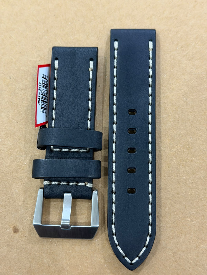 Stailer Echt Leder Genuine Leather Watch Band 24mm – Pure Black