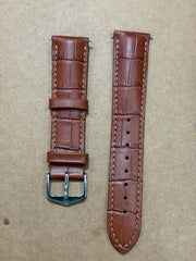 Hirsch Alligator Embossed 20mm Brown Croco Genuine Leather Watch Strap