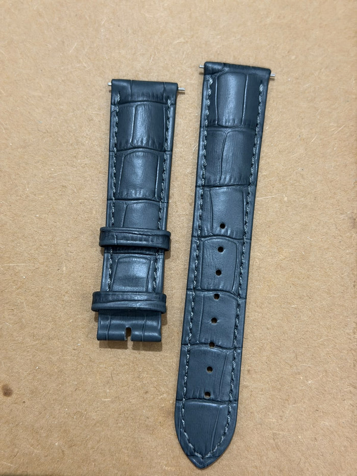 Hirsch Alligator Embossed 20mm Genuine Leather Watch Strap – Gray Croco
