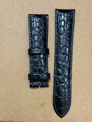 Hirsch Crocograin 22mm Genuine Leather Watch Strap – Shine Black