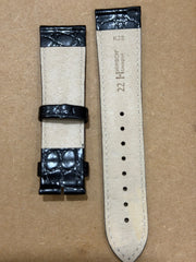 Hirsch Crocograin 22mm Genuine Leather Watch Strap – Shine Black