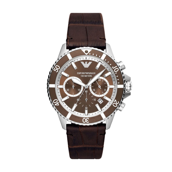 EMPORIO ARMANI AR11486 MEN’S BROWN LEATHER WATCH