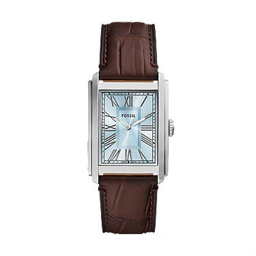 FOSSIL CARRAWAY 30MM THREE-HAND LEATHER WATCH