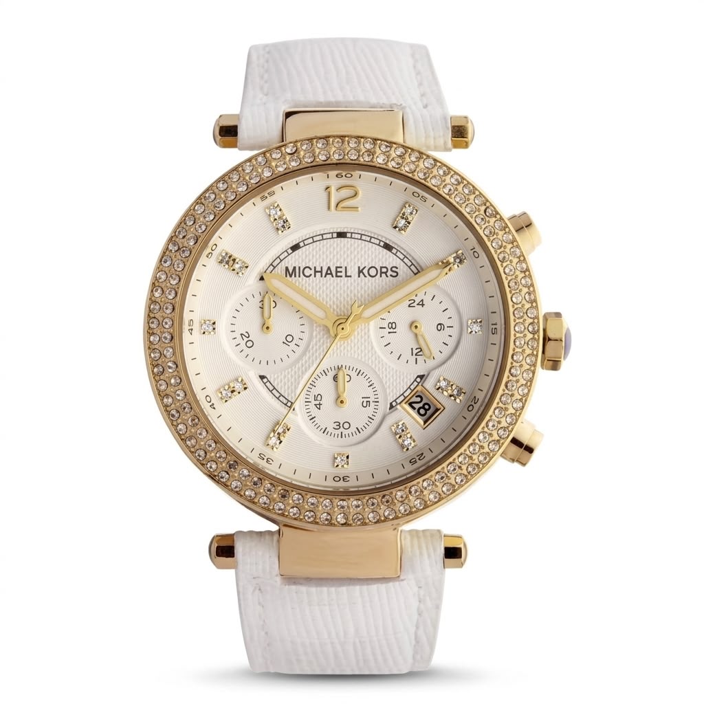 Michael Kors Parker MK2290 Chronograph Watch 39mm – White & Gold