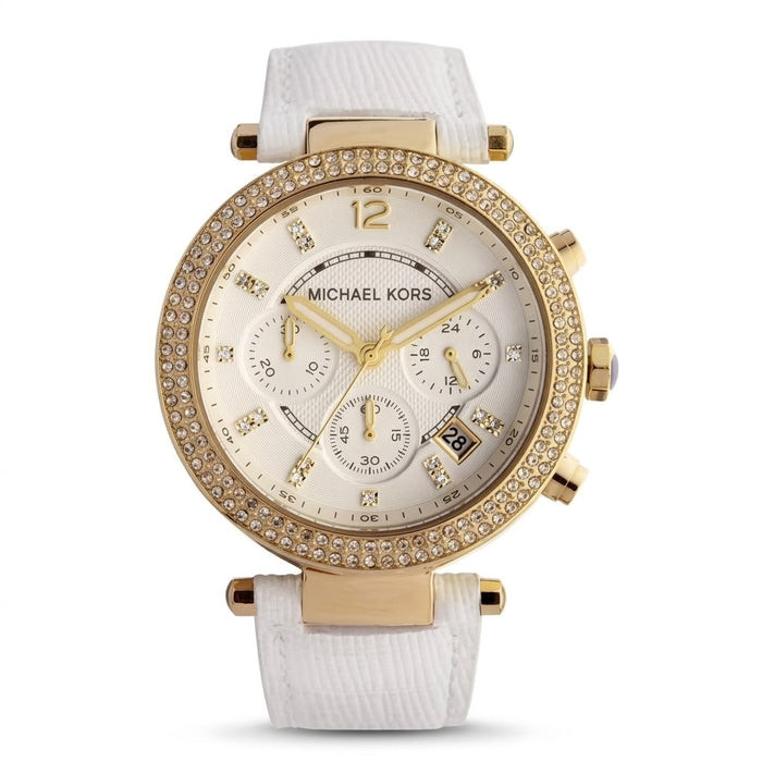 Michael Kors Parker MK2290 Chronograph Watch 39mm – White & Gold