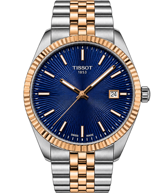 Tissot Two-Tone Blue Dial Men’s Watch – Rose Gold & Silver
